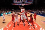 NEW YORK, NY - MARCH 10: Fab Melo #51 of the Syracuse Orange drives to the basket against the St. John's Red Storm during the quarterfinals of the 2011 Big East Men's Basketball Tournament presented by American Eagle Outfitters  at Madison Square Garden on March 10, 2011 in New York City.  (Photo by Chris Trotman/Getty Images)