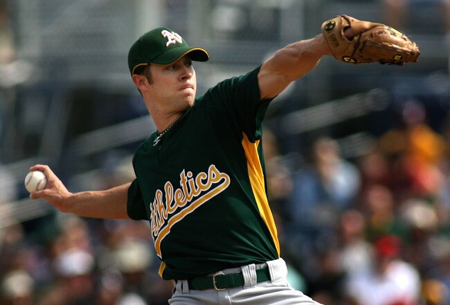 PEORIA, AZ - MARCH 04:  Relief pitcher Rich Harden #40 of the Oakland Athletics pitches against the San Diego Padres during a MLB spring training game on March 4, 2007 at Peoria Stadium in Peoria, Arizona.  (Photo by Christian Petersen/Getty Images)