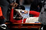 MANCHESTER, ENGLAND - SEPTEMBER 14:  Antonio Valencia of Manchester United receives oxygen during the UEFA Champions League Group C match between Manchester United and Rangers at Old Trafford on September 14, 2010 in Manchester, England.  (Photo by Alex Livesey/Getty Images)