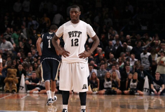 NEW YORK - MARCH 11:  Ashton Gibbs #12 of the Pittsburgh Panthers looks on after being defeated by the Notre Dame Fighting Irish during the quarterfinal of the 2010 NCAA Big East Tournament at Madison Square Garden on March 11, 2010 in New York City.  (Photo by Jim McIsaac/Getty Images)