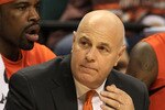 GREENSBORO, NC - MARCH 11:  Head coach Seth Greenberg of the Virginia Tech Hokies reacts during the first half of the game against the Florida State Seminoles in the quarterfinals of the 2011 ACC men's basketball tournament at the Greensboro Coliseum on March 11, 2011 in Greensboro, North Carolina.  (Photo by Streeter Lecka/Getty Images)