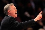 NEW YORK, NY - FEBRUARY 16:  Head Coach Mike D'Antoni of the New York Knicks gestures during the game against the Atlanta Hawks at Madison Square Garden on February 16, 2011 in New York City. NOTE TO USER: User expressly acknowledges and agrees that, by downloading and/or using this Photograph, User is consenting to the terms and conditions of the Getty Images License Agreement. The Knicks defeated the Hawks 102-90.  (Photo by Chris Trotman/Getty Images)