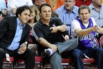 LAS VEGAS - OCTOBER 13:  (L-R) Brothers George Maloof, Gavin Maloof and Joe Maloof watch a preseason game between the Sacramento Kings and the Los Angeles Lakers at the Thomas & Mack Center October 13, 2010 in Las Vegas, Nevada. The Lakers won 98-95. NOTE TO USER: User expressly acknowledges and agrees that, by downloading and/or using this Photograph, user is consenting to the terms and conditions of the Getty Images License Agreement.  (Photo by Ethan Miller/Getty Images)