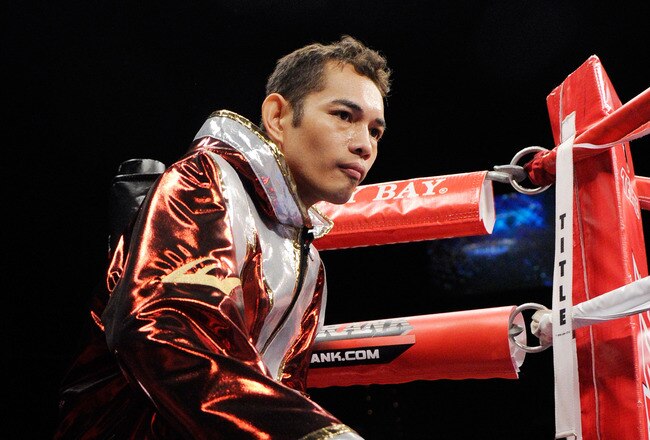 LAS VEGAS, NV - FEBRUARY 19:  Nonito Donaire of the Philippines arrives in the ring for his WBC/WBO bantamweight championship bout against Fernando Montiel of Mexico at the Mandalay Bay Events Center February 19, 2011 in Las Vegas, Nevada. Donaire won by TKO in the second round.  (Photo by Ethan Miller/Getty Images)