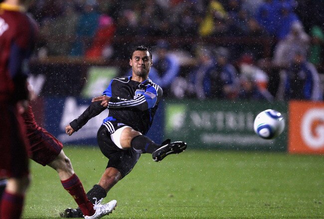 SANTA CLARA, CA - MARCH 19: Chris Wondolowski #8 of the San Jose Earthquakes takes a shot on goal during their game against Real Salt Lake at Buck Shaw Stadium on March 19, 2011 in Santa Clara, California.  (Photo by Ezra Shaw/Getty Images)