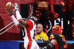 UNIONDALE, NY - APRIL 26:  Billy Parker #7 of the New York Dragons watches Otis Amey #10 of the Cleveland Gladiators unable hold onto the ball on April 26, 2008 at Nassau Coliseum in Uniondale, New York.  Dragons defeat Gladiators 56-39.  (Photo by Mike Stobe/Getty Images for the New York Dragons)