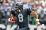 SEATTLE - SEPTEMBER 12:  Quarterback Matt Hasselbeck #8 of the Seattle Seahawks scrambles during the NFL season opener against the San Francisco 49ers at Qwest Field on September 12, 2010 in Seattle, Washington. (Photo by Otto Greule Jr/Getty Images)