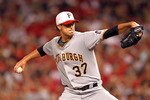 CINCINNATI - SEPTEMBER 11:  Charlie Morton #37 of the Pittsburg Pirates throws a pitch during the game against the Cincinnati Reds at Great American Ball Park on September 11, 2010 in Cincinnati, Ohio.  (Photo by Andy Lyons/Getty Images)