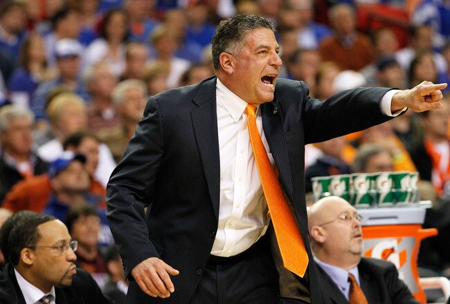 ATLANTA, GA - MARCH 11:  Head coach Bruce Pearl of the Tennessee Volunteers shouts instructions to his team during their game against the Florida Gators during the quarterfinals of the SEC Men's Basketball Tournament at Georgia Dome on March 11, 2011 in Atlanta, Georgia.  (Photo by Kevin C. Cox/Getty Images)