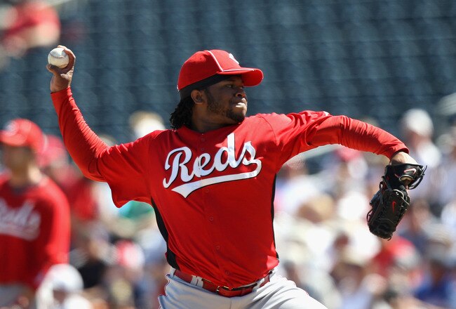 SURPRISE, AZ - MARCH 11:  Starting pitcher Johnny Cueto #47 of the Cincinnati Reds pitches against the Texas Rangers during the spring training game at Surprise Stadium on March 11, 2011 in Surprise, Arizona.  (Photo by Christian Petersen/Getty Images)