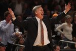 NEW YORK - DECEMBER 18:  Head coach of the New York Knicks, Mike D'Antoni on the sideline against the Los Angeles Clippers at Madison Square Garden on December 18, 2009 in New York, New York. NOTE TO USER: User expressly acknowledges and agrees that, by downloading and or using this photograph, User is consenting to the terms and conditions of the Getty Images License Agreement. Mandatory Copyright Notice: Copyright 2009 NBAE  (Photo by Nick Laham/Getty Images)