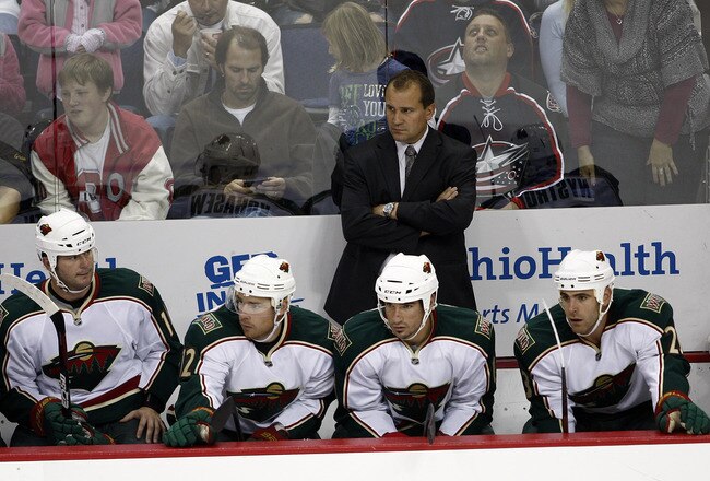 COLUMBUS, OH - SEPTEMBER 28:  Minnesota Wild head coach Todd Richards watches as his team takes on the Columbus Blue Jackets during the third period on September 28, 2010 at Nationwide Arena in Columbus, Ohio.  (Photo by John Grieshop/Getty Images)