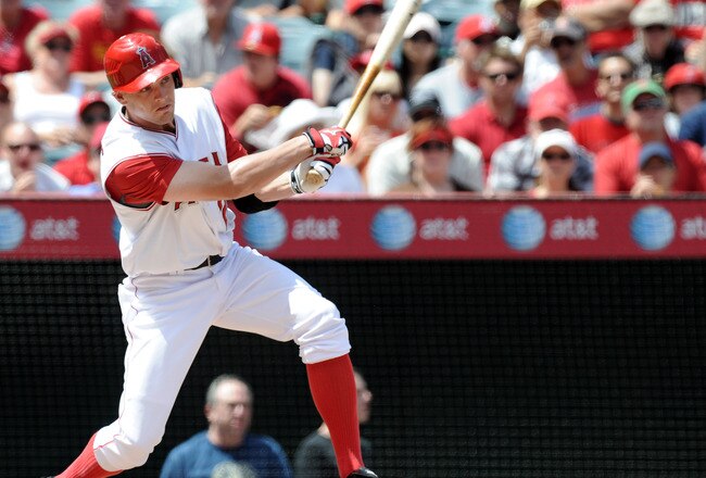 ANAHEIM, CA - AUGUST 29:  Peter Bourjos #25 of the Los Angeles Angels of Anaheim at bat against the Baltimore Orioles at Angel Stadium on August 29, 2010 in Anaheim, California.  (Photo by Harry How/Getty Images)