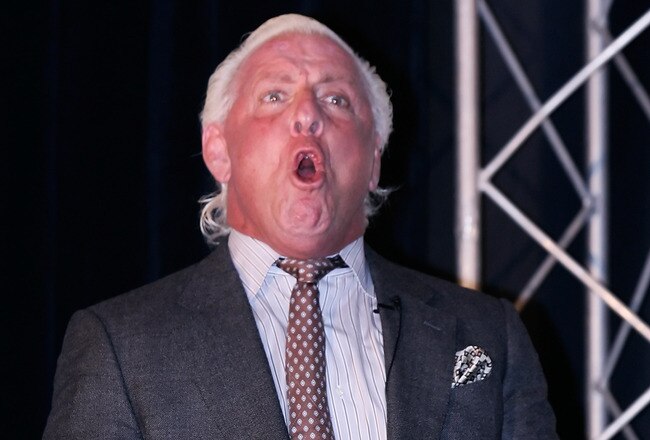CONCORD, NC - JANUARY 20:  Former American Professional Wrestler Ric Flair performs his famous yell 'Wooooo!', for the media during the NASCAR Sprint Media Tour hosted by Charlotte Motor Speedway, held at the Embassy Suites, on January 20, 2010 in Concord, North Carolina.  (Photo by Jason Smith/Getty Images)