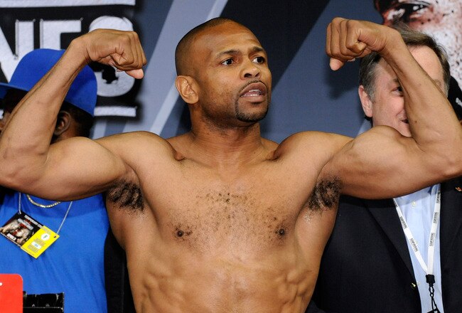 LAS VEGAS - APRIL 02:  Boxer Roy Jones Jr. poses during the official weigh-in for his bout against Bernard Hopkins at the Mandalay Bay Events Center April 2, 2010 in Las Vegas, Nevada. The two will meet in a light heavyweight bout on April 3 in Las Vegas.  (Photo by Ethan Miller/Getty Images)