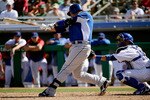 MESA, AZ - MARCH 09:  Billy Butler #16 of the Kansas City Royals at bat against the Chicago Cubs during the spring training baseball game at HoHoKam Stadium on March 9, 2011 in Mesa, Arizona.  (Photo by Kevork Djansezian/Getty Images)