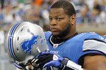 DETROIT - AUGUST 28: Ndamukong Suh #90 of the Detroit Lions looks on prior to playing the Cleveland Browns in a preseason game on August 28, 2010 at Ford Field in Detroit, Michigan.  (Photo by Gregory Shamus/Getty Images)