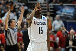 ANAHEIM, CA - MARCH 26:  Kemba Walker #15 of the Connecticut Huskies reacts after a play against the Arizona Wildcats during the west regional final of the 2011 NCAA men's basketball tournament at the Honda Center on March 26, 2011 in Anaheim, California.  (Photo by Harry How/Getty Images)
