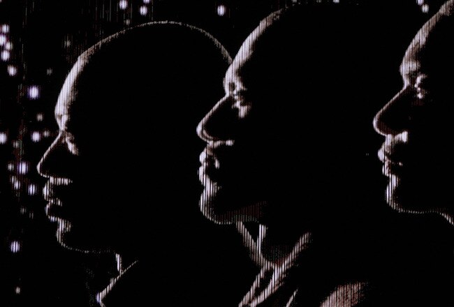 MIAMI, FL - MARCH 19:  The images of (L-R) Dwyane Wade, LeBron James and Chris Bosh of the Miami Heat appear on the jumbo screen as they are introduced against the Denver Nuggets at American Airlines Arena on March 19, 2011 in Miami, Florida. NOTE TO USER: User expressly acknowledges and agrees that, by downloading and/or using this Photograph, User is consenting to the terms and conditions of the Getty Images License Agreement.  (Photo by Marc Serota/Getty Images)