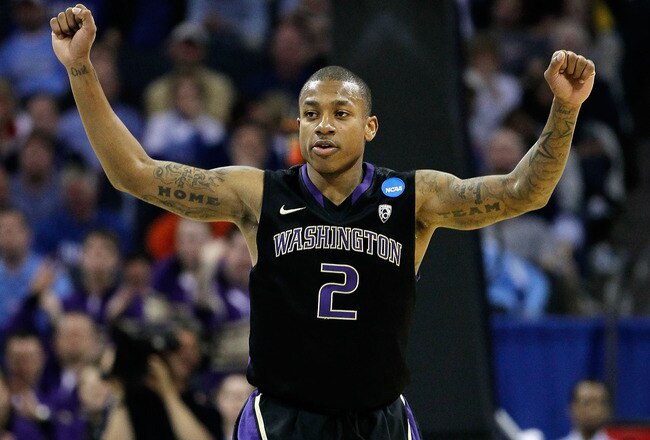 CHARLOTTE, NC - MARCH 20:  Isaiah Thomas #2 of the Washington Huskies reacts while taking on the North Carolina Tar Heels during the third round of the 2011 NCAA men's basketball tournament at Time Warner Cable Arena on March 20, 2011 in Charlotte, North Carolina.  (Photo by Kevin C. Cox/Getty Images)