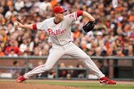 SAN FRANCISCO - OCTOBER 21:  Roy Halladay #34 of the Philadelphia Phillies throws a pitch against the San Francisco Giants in Game Five of the NLCS during the 2010 MLB Playoffs at AT&T Park on October 21, 2010 in San Francisco, California.  (Photo by Ezra Shaw/Getty Images)
