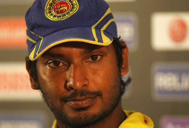 MUMBAI, INDIA - APRIL 01:  Kumar Sangakkara, Captain of Sri Lanka talks to the media ahead of the 2011 ICC World Cup Final at the Wankhede Stadium on April 1, 2011 in Mumbai, India.  (Photo by Matthew Lewis/Getty Images)
