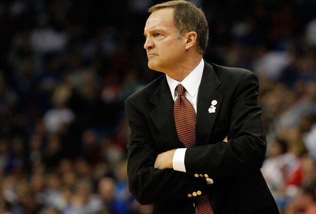 TULSA, OK - MARCH 18:  Head coach Lon Kruger of the UNLV Rebels looks on from the sidelines during the second round game against the Illinois Fighting Illini in the 2011 NCAA men's basketball tournament at BOK Center on March 18, 2011 in Tulsa, Oklahoma.  (Photo by Tom Pennington/Getty Images)