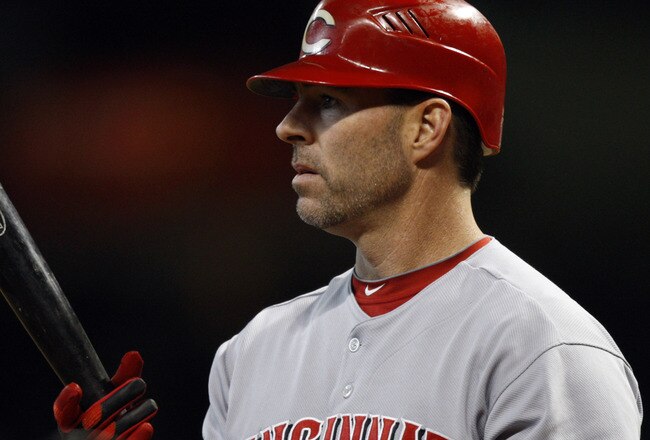 HOUSTON - SEPTEMBER 19:  Jim Edmonds #15of the Cincinnatti Reds pinch hits in the seventh inning against the Housto Astros at Minute Maid Park on September 19, 2010 in Houston, Texas.  (Photo by Bob Levey/Getty Images)