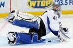 WASHINGTON - NOVEMBER 26:  Mike Smith #41 of the Tampa Bay Lightning allows a goal during the second period of the game against the Washington Capitals at the Verizon Center on November 26, 2010 in Washington, DC.  (Photo by Greg Fiume/Getty Images)