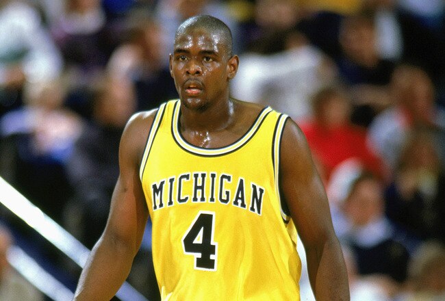 ANN ARBOR, MI - FEBRUARY 20:  University of Michigan star forward Chris Webber strolls upcourt during a game against the University of Minnesota Golden Gophers on February 20, 1993 in Ann Arbor, Michigan. Chris Webber was part of the top recruiting class known as the Fab Five and led Michigan to the NCAA championship game in each of his two years at the college. (Photo by Duane Burleson/Getty Images)