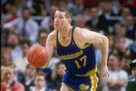 1989-1990:  Forward Chris Mullin of the Golden State Warriors in action with the basketball.