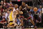 MIAMI, FL - MARCH 10:  LeBron James #6 of the Miami Heat posts up Kobe Bryant #24 of  the Los Angeles Lakers  during a game at American Airlines Arena on March 10, 2011 in Miami, Florida. NOTE TO USER: User expressly acknowledges and agrees that, by downloading and/or using this Photograph, User is consenting to the terms and conditions of the Getty Images License Agreement.  (Photo by Mike Ehrmann/Getty Images)