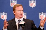 NEW ORLEANS, LA - MARCH 21: NFL commissioner Roger Goodell addresses the media during the NFL Annual Meetings at the Roosevelt Hotel on March 21, 2011 in New Orleans, Louisiana. Despite a NFL owners imposed lockout in effect since March 12 the league is conducting it's annual owners meeting in New Orleans(Photo by Sean Gardner/Getty Images)