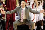 LAS VEGAS, NV - MARCH 05:  Head coach Kerry Keating of the Santa Clara Broncos gestures to his players during a quarterfinal game of the Zappos.com West Coast Conference Basketball tournament against the Loyola Marymount Lions at the Orleans Arena March 5, 2011 in Las Vegas, Nevada. Santa Clara won 76-68.  (Photo by Ethan Miller/Getty Images)