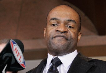 WASHINGTON, DC - MARCH 09:  National Football League Players' Association (NFLPA) executive director DeMaurice Smith talks with the media following meetings at the Federal Mediation and Conciliation Service building for extended labor negotiations March 9, 2011 in Washington, DC. Representatives from the National Football League (NFL) and National Football League Players' Association (NFLPA) continue to negotiate a labor dispute during a 7 day extension of talks.  (Photo by Rob Carr/Getty Images)