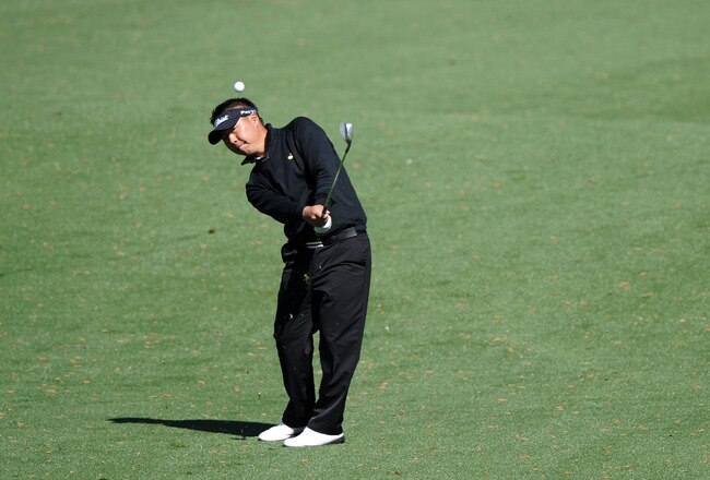 AUGUSTA, GA - APRIL 05:  Amateur Lion Kim of South Korea plays a shot during a practice round prior to the 2011 Masters Tournament at Augusta National Golf Club on April 5, 2011 in Augusta, Georgia.  (Photo by Harry How/Getty Images)