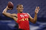 INDIANAPOLIS, IN - FEBRUARY 27: Cam Newton passes the ball during the 2011 NFL Scouting Combine at Lucas Oil Stadium on February 27, 2011 in Indianapolis, Indiana. (Photo by Joe Robbins/Getty Images)