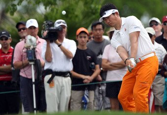 PALM BEACH GARDENS, FL - MARCH 06:  Y.E. Yang of South Korea plays a shot during the final round of The Honda Classic at PGA National Resort and Spa on March 6, 2011 in Palm Beach Gardens, Florida.  (Photo by Sam Greenwood/Getty Images)