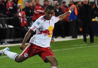 HARRISON, NJ - APRIL 02:  Juan Agudelo #17 of the New York Red Bulls controls the ball against the Houston Dynamo at Red Bull Arena on April 2, 2011 in Harrison, New Jersey.  (Photo by Jonathan Fickies/Getty Images for New York Red Bulls)