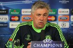 COBHAM, ENGLAND - MARCH 15:  Carlo Ancelotti of Chelsea talks to the media during a press conference prior to the UEFA Champions League round of 16 second leg match between Chelsea and FC Copenhagen on March 15, 2011 in Cobham, England.  (Photo by Clive Rose/Getty Images)