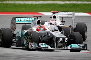 KUALA LUMPUR, MALAYSIA - APRIL 10:  Michael Schumacher of Germany and Mercedes GP drives during the Malaysian Formula One Grand Prix at the Sepang Circuit on April 10, 2011 in Kuala Lumpur, Malaysia.  (Photo by Paul Gilham/Getty Images)
