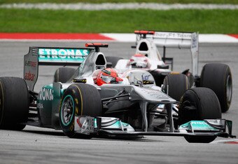 KUALA LUMPUR, MALAYSIA - APRIL 10:  Michael Schumacher of Germany and Mercedes GP drives during the Malaysian Formula One Grand Prix at the Sepang Circuit on April 10, 2011 in Kuala Lumpur, Malaysia.  (Photo by Paul Gilham/Getty Images)