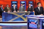TORONTO - APRIL 14:  (L-R) Ron Hextal, Peter Mahovlich, Craig Billington, Dave Andreychuk and Ken Morrow take part in the NHL Draft Lottery with host James Duthie at TSN Studios April 14, 2009  in Toronto, Ontario, Canada. (Photo by Brad White/Getty Images)
