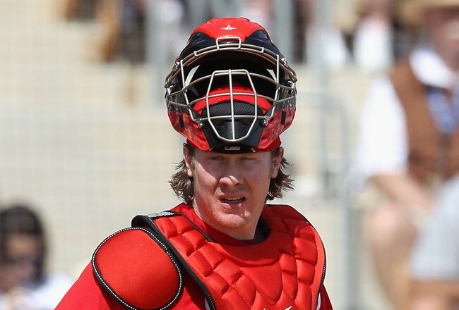 GLENDALE, AZ - MARCH 05:  Catcher Ryan Hanigan #29 of the Cincinnati Reds during the spring training game against the Los Angeles Dodgers at Camelback Ranch on March 5, 2011 in Glendale, Arizona.  (Photo by Christian Petersen/Getty Images)