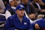 INDIANAPOLIS, IN - FEBRUARY 27: Head coach Tom Coughlin of the New York Giants watches drills on the field during the NFL Scouting Combine presented by Under Armour at Lucas Oil Stadium on February 27, 2010 in Indianapolis, Indiana. (Photo by Scott Boehm/Getty Images)