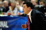 ANAHEIM, CA - MARCH 26:  Head coach Sean Miller of the Arizona Wildcats shouts from the bench during the west regional final of the 2011 NCAA men's basketball tournament at the Honda Center on March 26, 2011 in Anaheim, California.  (Photo by Kevork Djansezian/Getty Images)