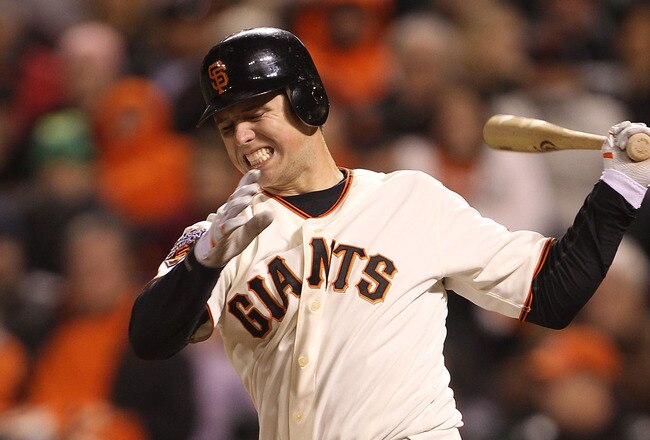 SAN FRANCISCO, CA - APRIL 11:  Buster Posey #28 of the San Francisco Giants strikes out in the seventh inning against the Los Angeles Dodgers during an MLB game at AT&T Park on April 11, 2011 in San Francisco, California.  (Photo by Jed Jacobsohn/Getty Images)