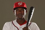 VIERA, FL - FEBRUARY 25:  Nyjer Morgan #1 of the Washington Nationals poses for a portrait during Spring Training Photo Day at Space Coast Stadium on February 25, 2011 in Viera, Florida.  (Photo by Al Bello/Getty Images)