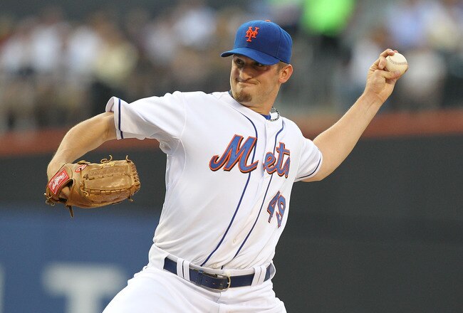 NEW YORK - JULY 27:  Jon Niese #49 of the New York Mets pitches against the St. Louis Cardinals during their game on July 27, 2010 at Citi Field in the Flushing neighborhood of the Queens borough of New York City.  (Photo by Al Bello/Getty Images)