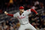 WASHINGTON, DC - APRIL 13:  Roy Halladay #34 of the Philadelphia Phillies delivers to a Washington Nationals batter at Nationals Park on April 13, 2011 in Washington, DC.  (Photo by Rob Carr/Getty Images)